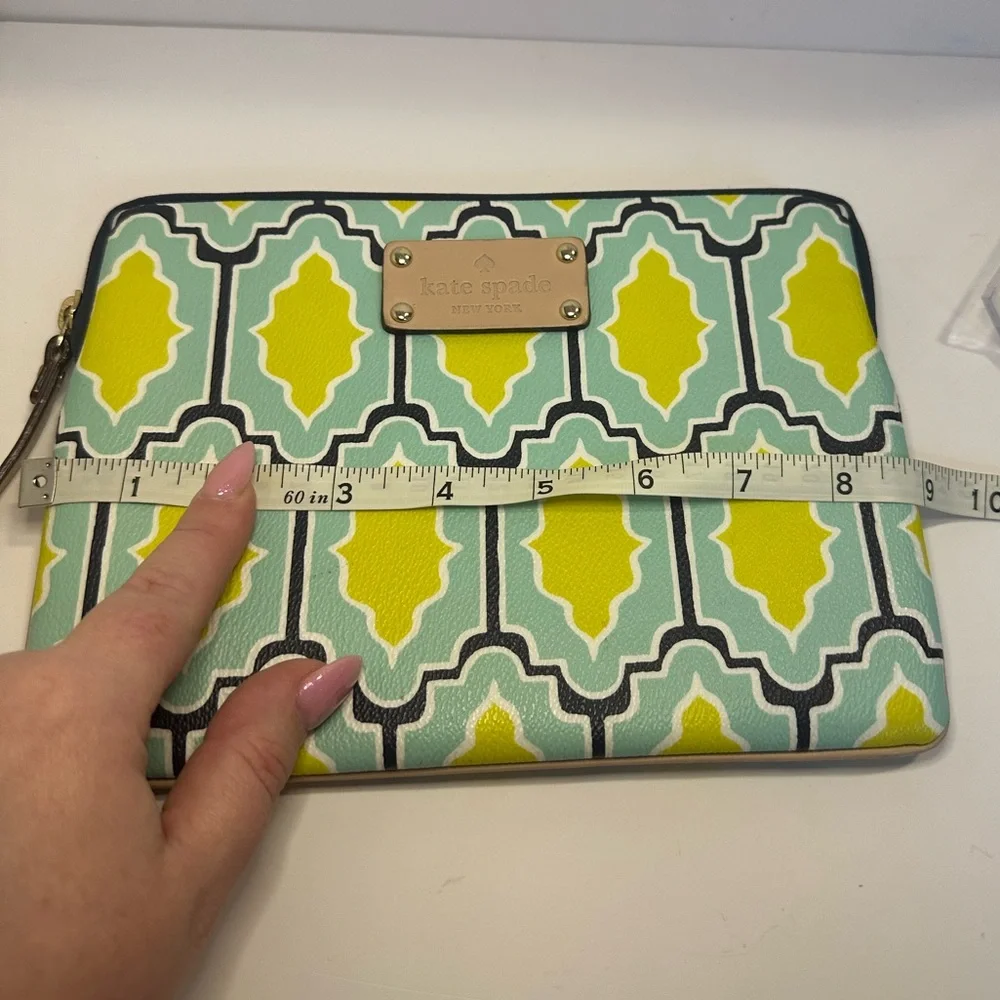 kate spade Mint Green and Yellow Geo Cabana Pattern Tablet E-Reader Sleeve